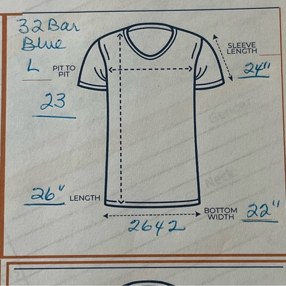 32 Bar Blue | Gray Long Sleeve French Terry Tee Pullover Red Accents See Note - Picture 9 of 9